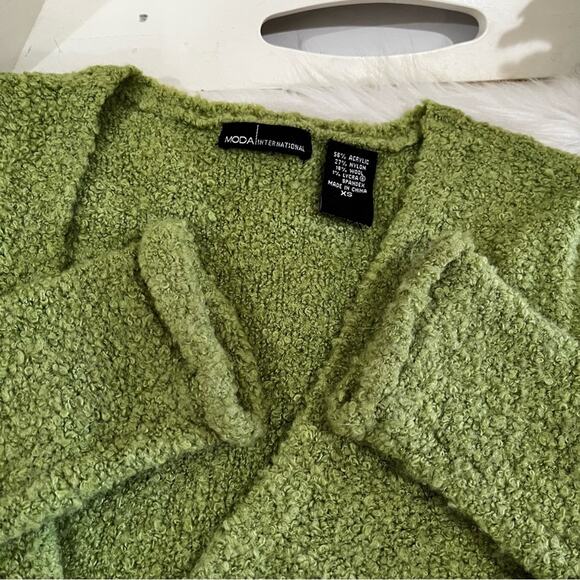 NEW Moda Intl Chenille Wrap Tie Fitted Wool Acrylic Plunge Neck Sweater XS NWOT - Picture 10 of 16